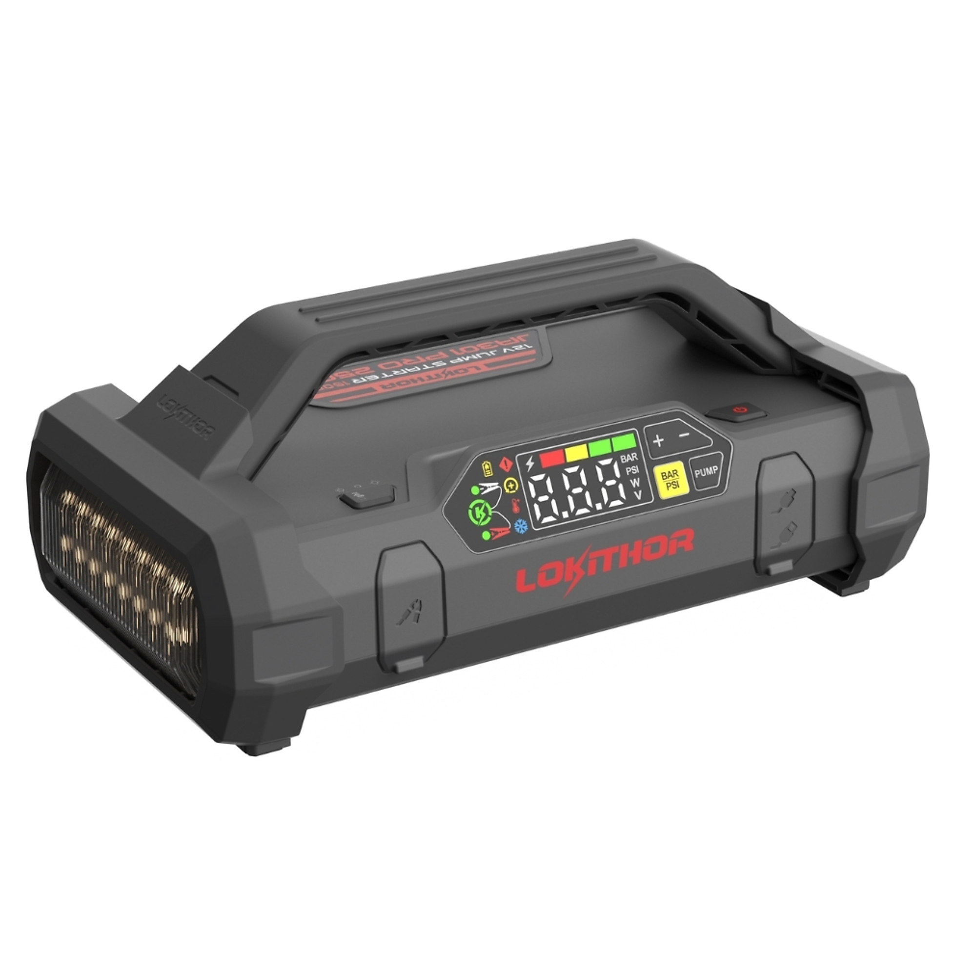 Lokithor 4-in-1 Jump Starter — 2000 Amp, Air Compressor, Battery Bank, Flashlight, LiPO Battery, Model# JA301 PRO